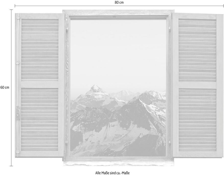 Queence Wandfolie Bergen Muursticker muurdecoratie zelfklevend 3D raam (1 stuk)