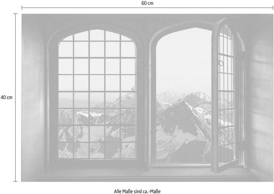 Queence Wandfolie Bergen Muursticker muurdecoratie zelfklevend 3D raam