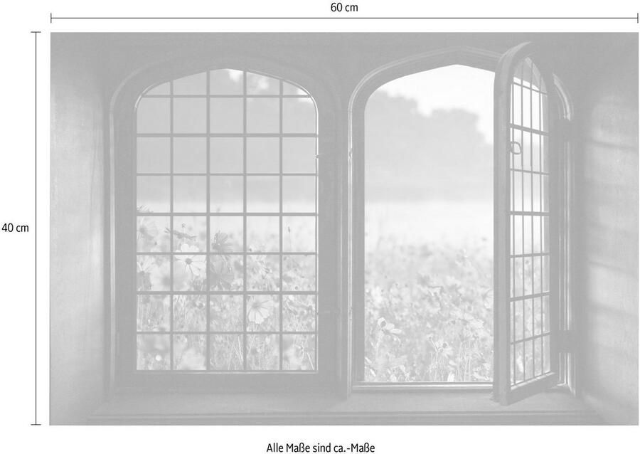 Queence Wandfolie Bloemenweide Muursticker muurdecoratie zelfklevend 3D raam