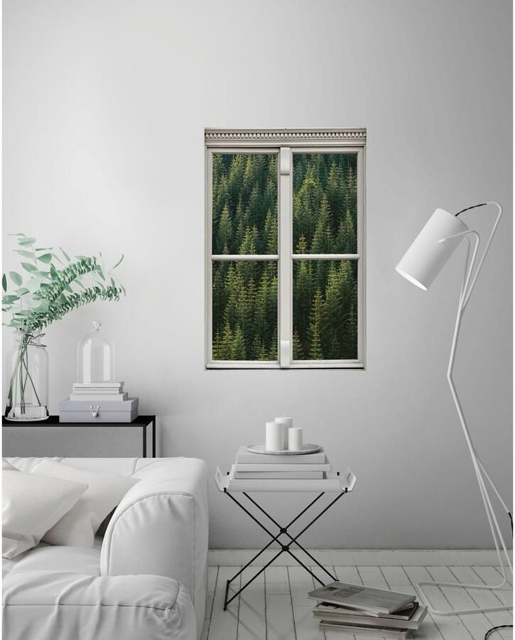 Queence Wandfolie Bomen Muursticker muurdecoratie zelfklevend 3D raam