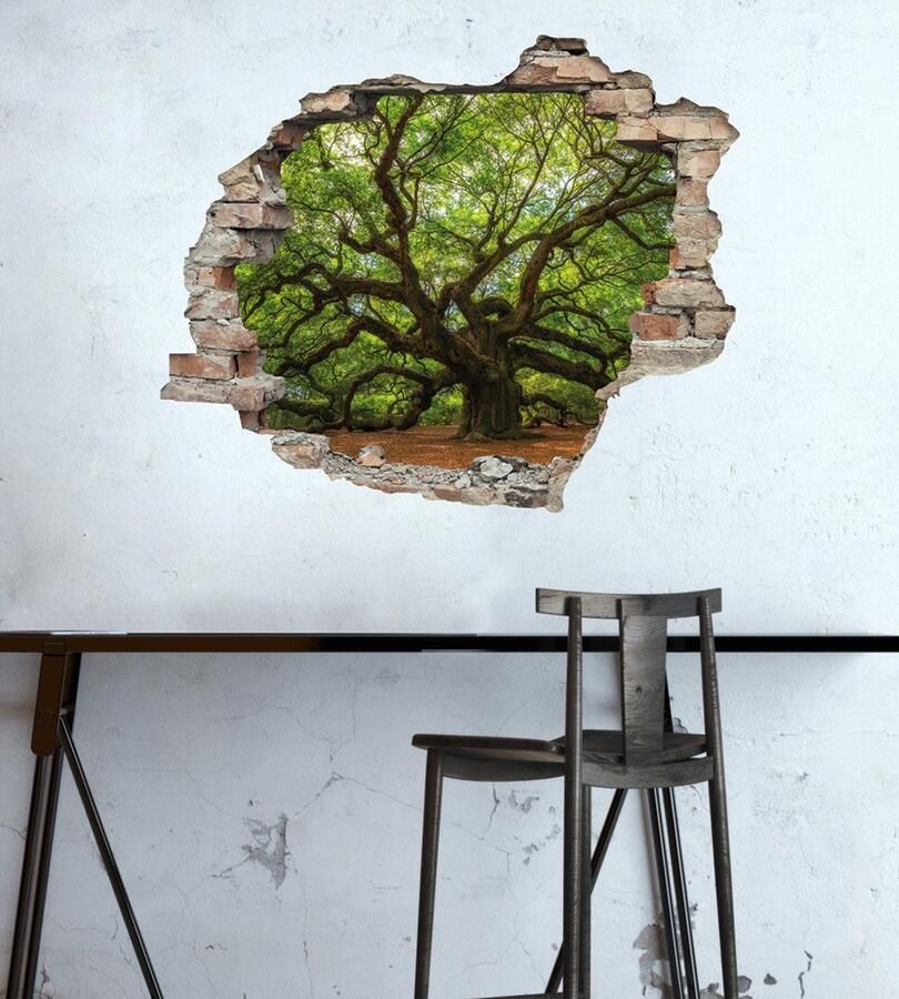 Queence Wandfolie Boom Muursticker muurdecoratie zelfklevend 3D muurdurchbraak (1 stuk)