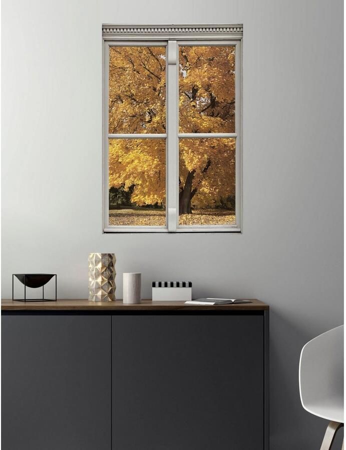 Queence Wandfolie Boom Muursticker muurdecoratie zelfklevend 3D raam