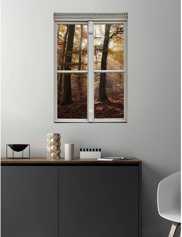 Queence Wandfolie Bos Muursticker muurdecoratie zelfklevend 3D raam