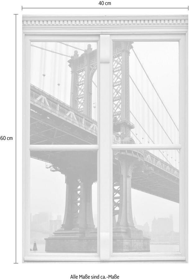 Queence Wandfolie Brug Muursticker muurdecoratie zelfklevend 3D raam