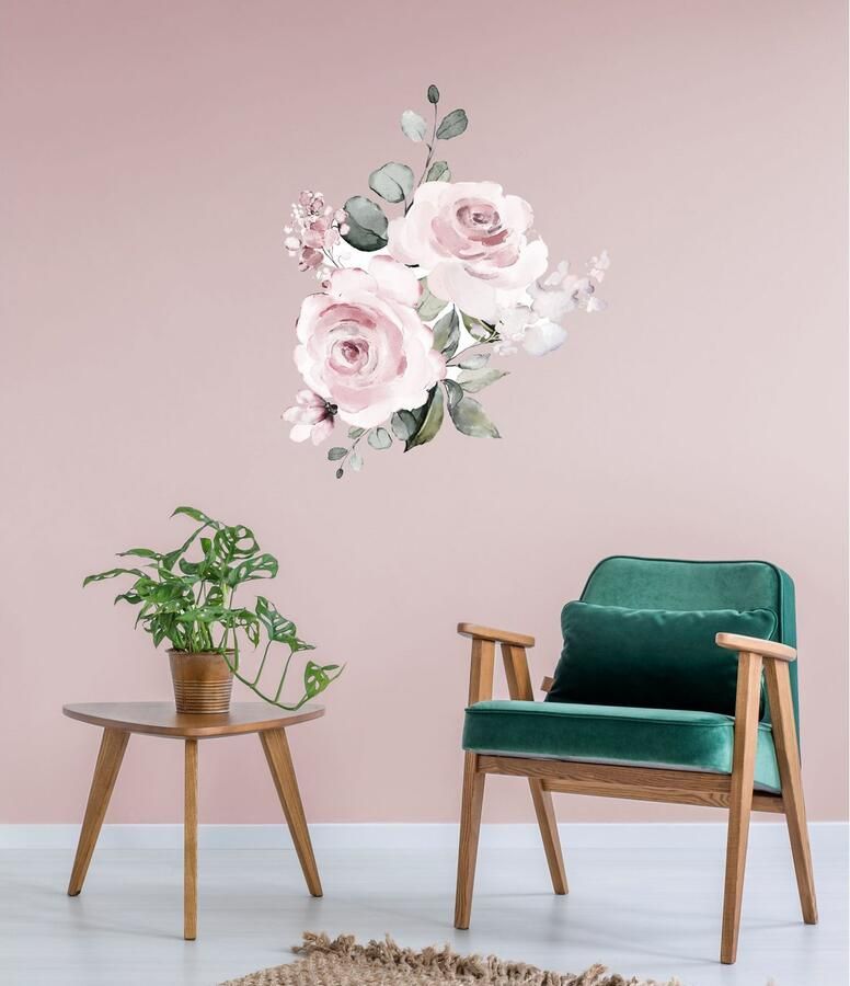 Queence Wandfolie CHARLEEN Rozen zelfklevend wandsticker sticker groot (1 stuk)