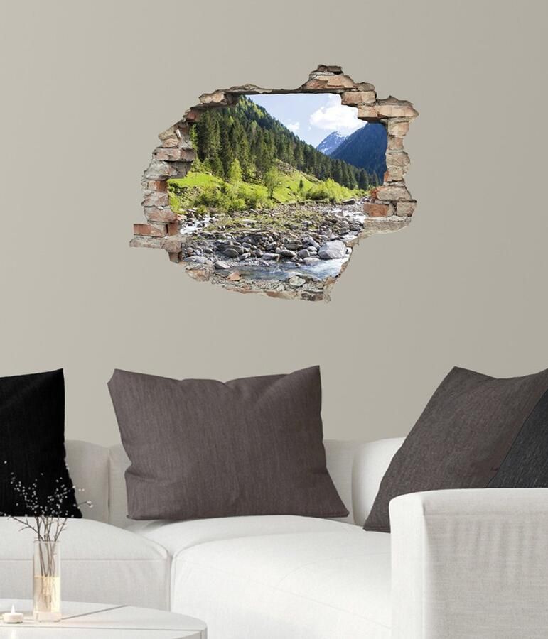 Queence Wandfolie Dal Muursticker muurdecoratie zelfklevend 3D muurdurchbraak (1 stuk)