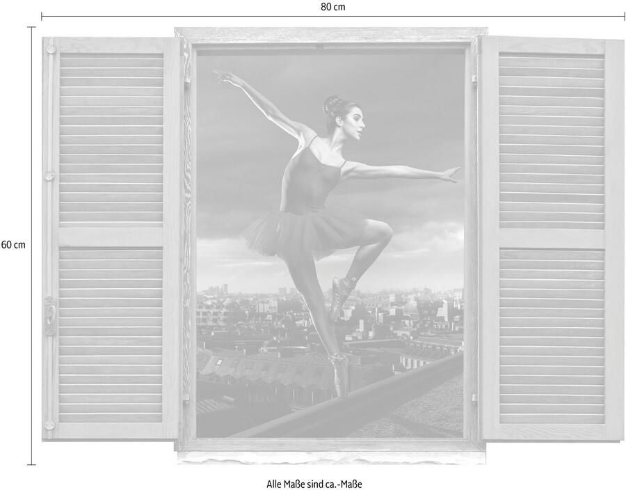 Queence Wandfolie Danseres Muursticker muurdecoratie zelfklevend 3D raam (1 stuk)