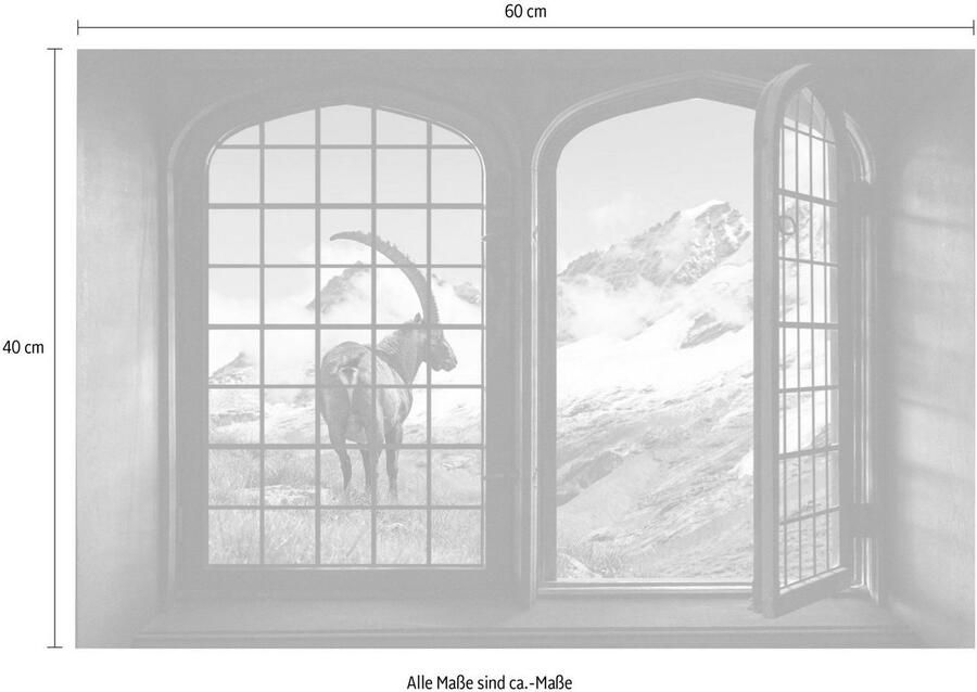 Queence Wandfolie De bergen Muursticker muurdecoratie zelfklevend 3D raam