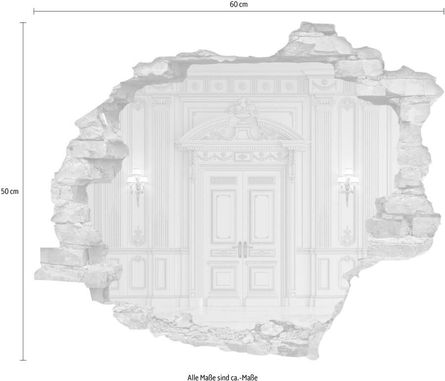 Queence Wandfolie Deur Muursticker muurdecoratie zelfklevend 3D muurdurchbraak (1 stuk)