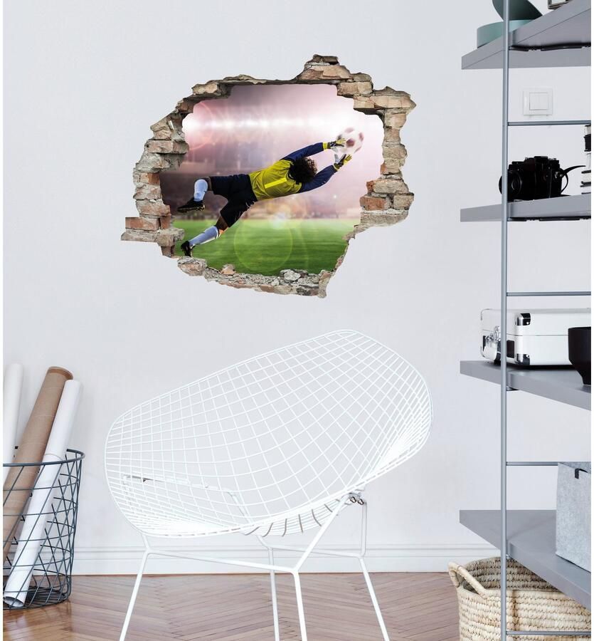 Queence Wandfolie Doelman Muursticker muurdecoratie zelfklevend 3D muurdurchbraak (1 stuk)