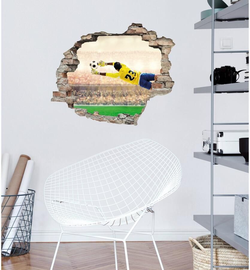 Queence Wandfolie Doelman Muursticker muurdecoratie zelfklevend 3D muurdurchbraak (1 stuk)