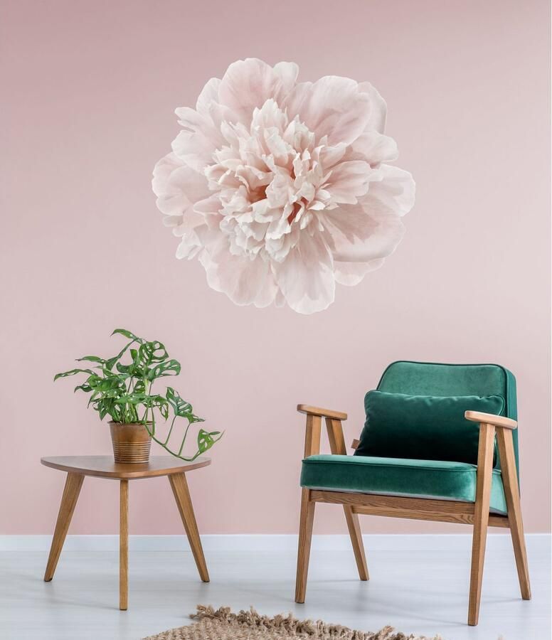 Queence Wandfolie DOREEN Muurdecoratie sticker roze bloem bloei zelfklevend pastelkleuren (1 stuk)