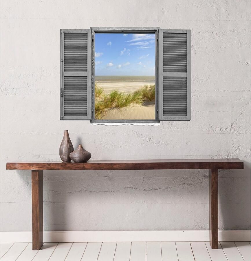 Queence Wandfolie Duin Muursticker muurdecoratie zelfklevend 3D raam (1 stuk)