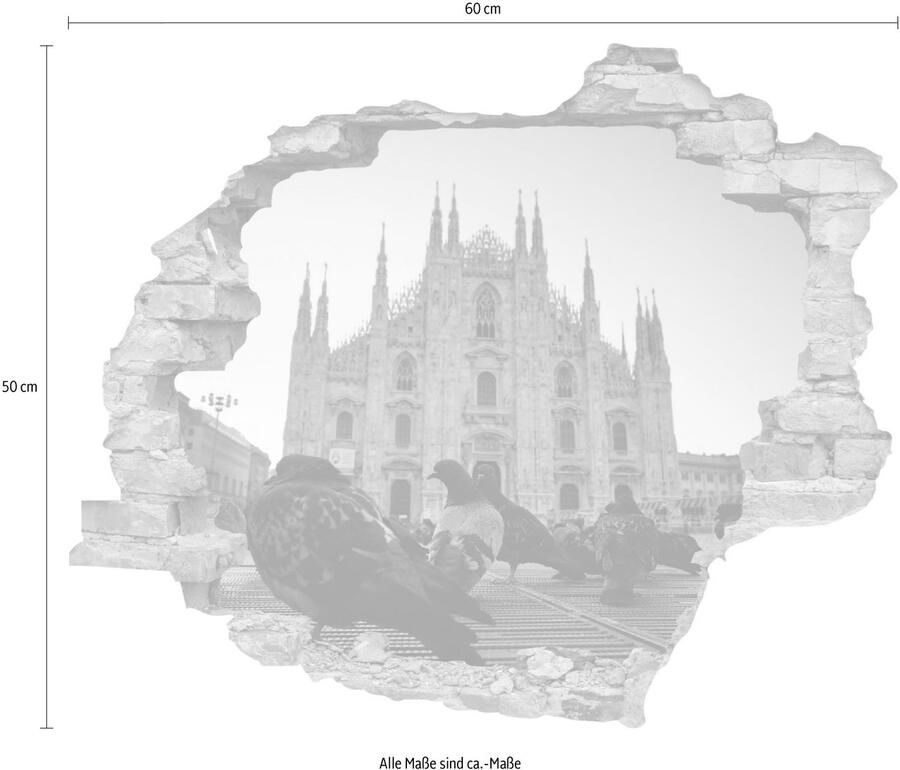 Queence Wandfolie Duiven Muursticker muurdecoratie zelfklevend 3D muurdurchbraak (1 stuk)