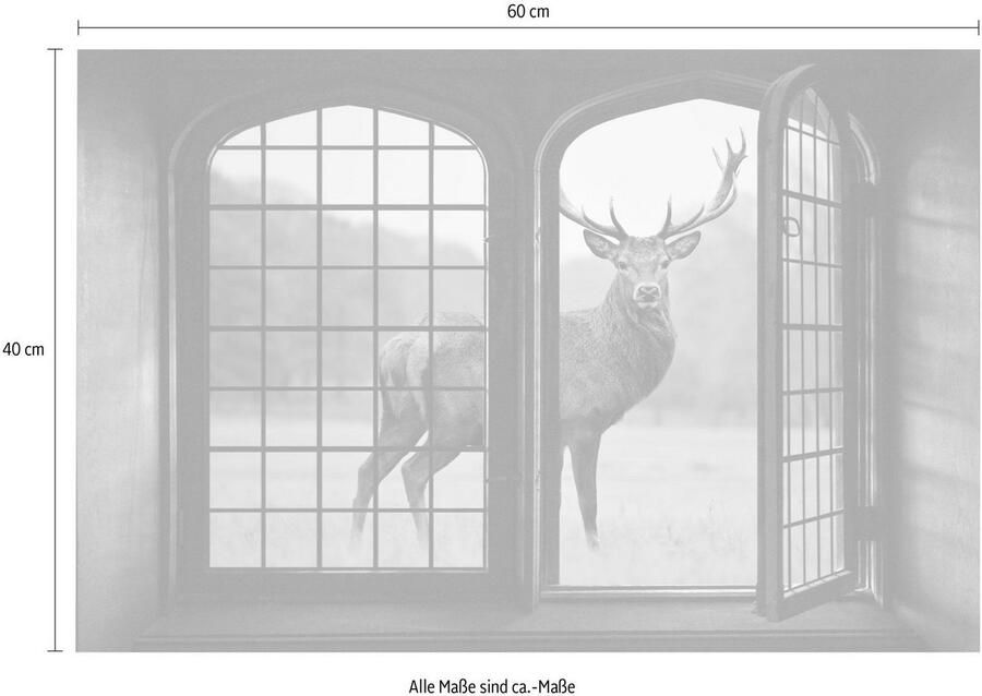 Queence Wandfolie Edelhert Muursticker muurdecoratie zelfklevend 3D raam