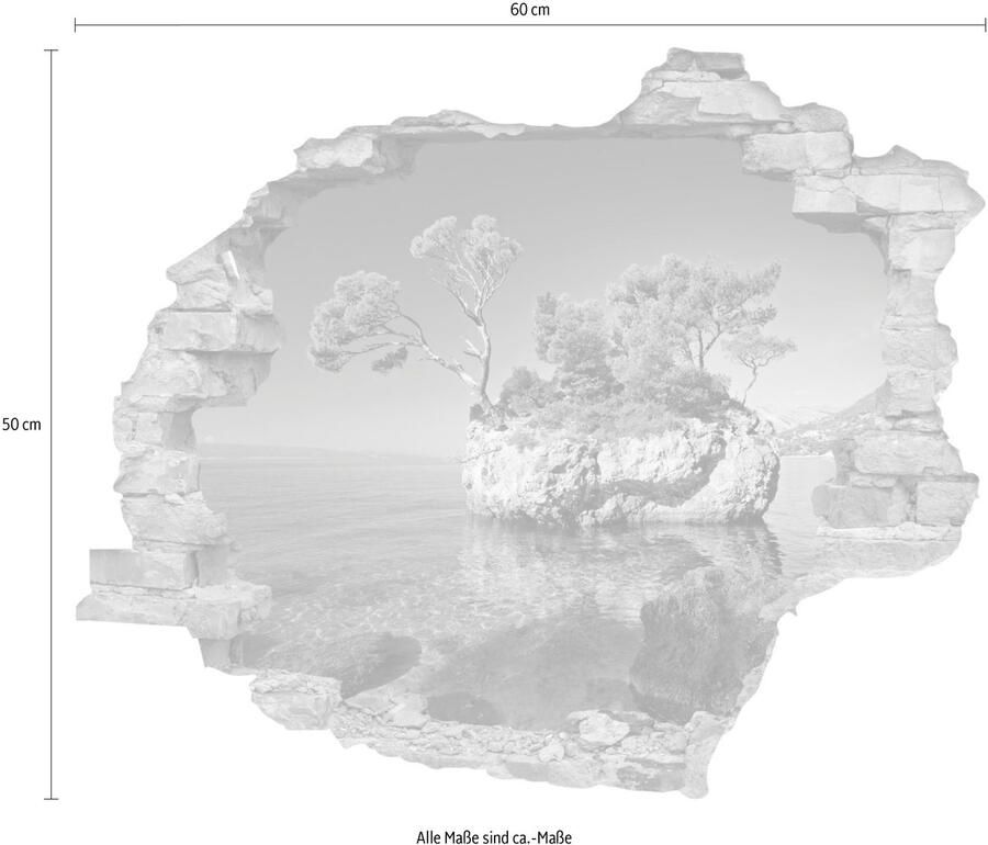 Queence Wandfolie Eiland Muursticker muurdecoratie zelfklevend 3D muurdurchbraak (1 stuk)