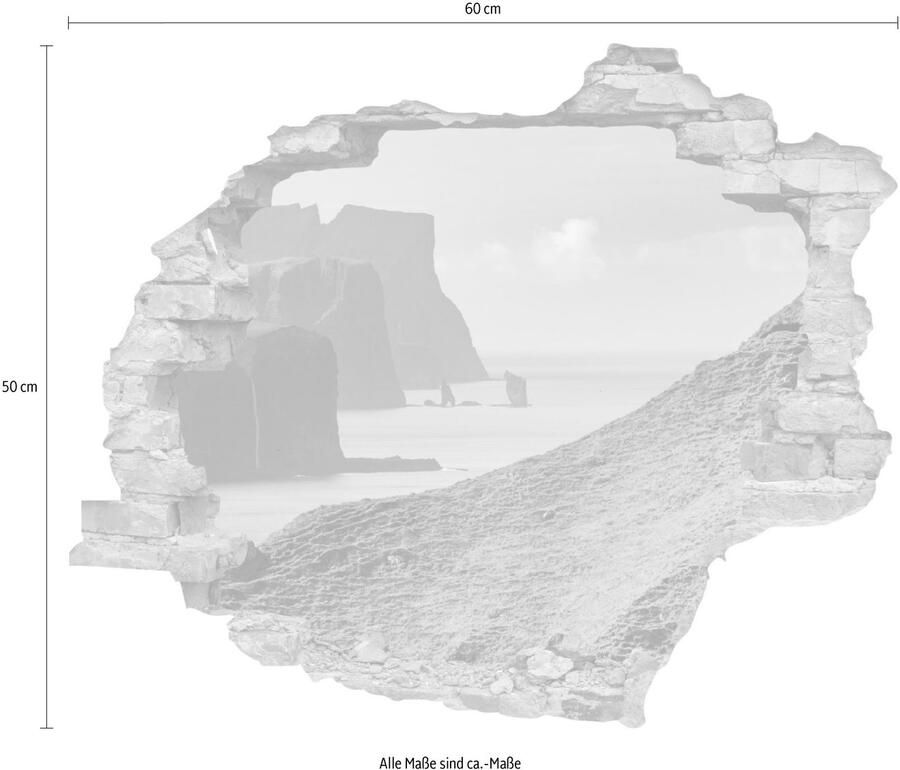 Queence Wandfolie Fjord Muursticker muurdecoratie zelfklevend 3D muurdurchbraak (1 stuk)