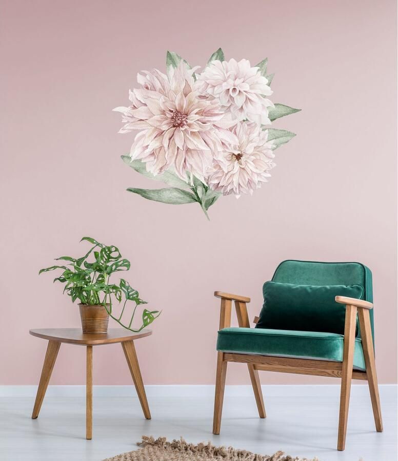 Queence Wandfolie Gabriele Muurdecoratie sticker roze bloem bloei zelfklevend (1 stuk)