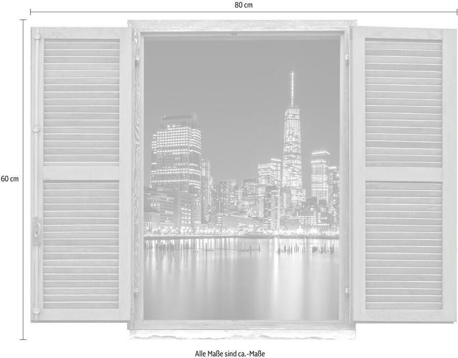 Queence Wandfolie Grote stad Muursticker muurdecoratie zelfklevend 3D raam (1 stuk)