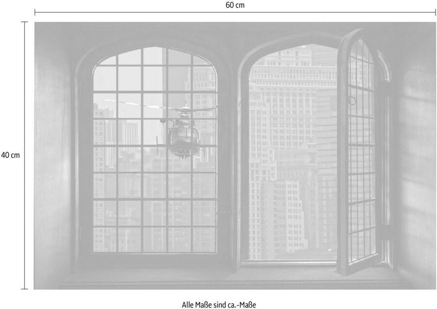 Queence Wandfolie Helikopter Muursticker muurdecoratie zelfklevend 3D raam