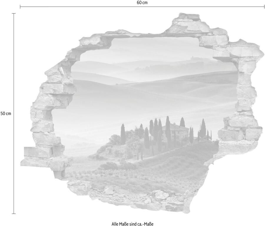 Queence Wandfolie Heuvellandschap Muursticker muurdecoratie zelfklevend 3D muurdurchbraak (1 stuk)