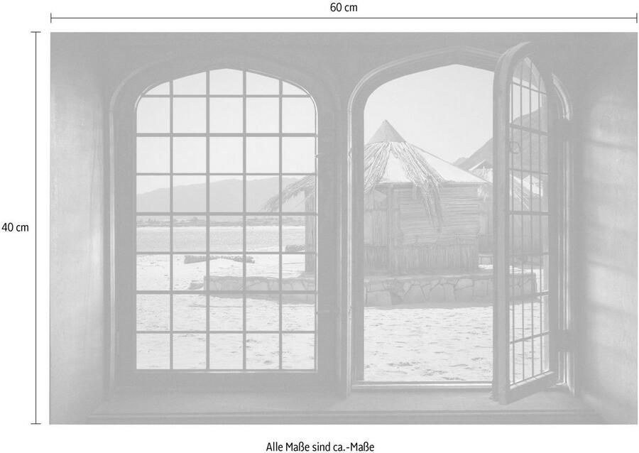 Queence Wandfolie Hut Muursticker muurdecoratie zelfklevend 3D raam