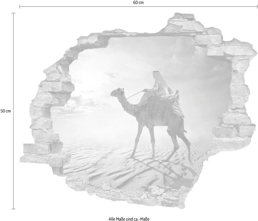 Queence Wandfolie Kameelruiter Muursticker muurdecoratie zelfklevend 3D muurdurchbraak (1 stuk)