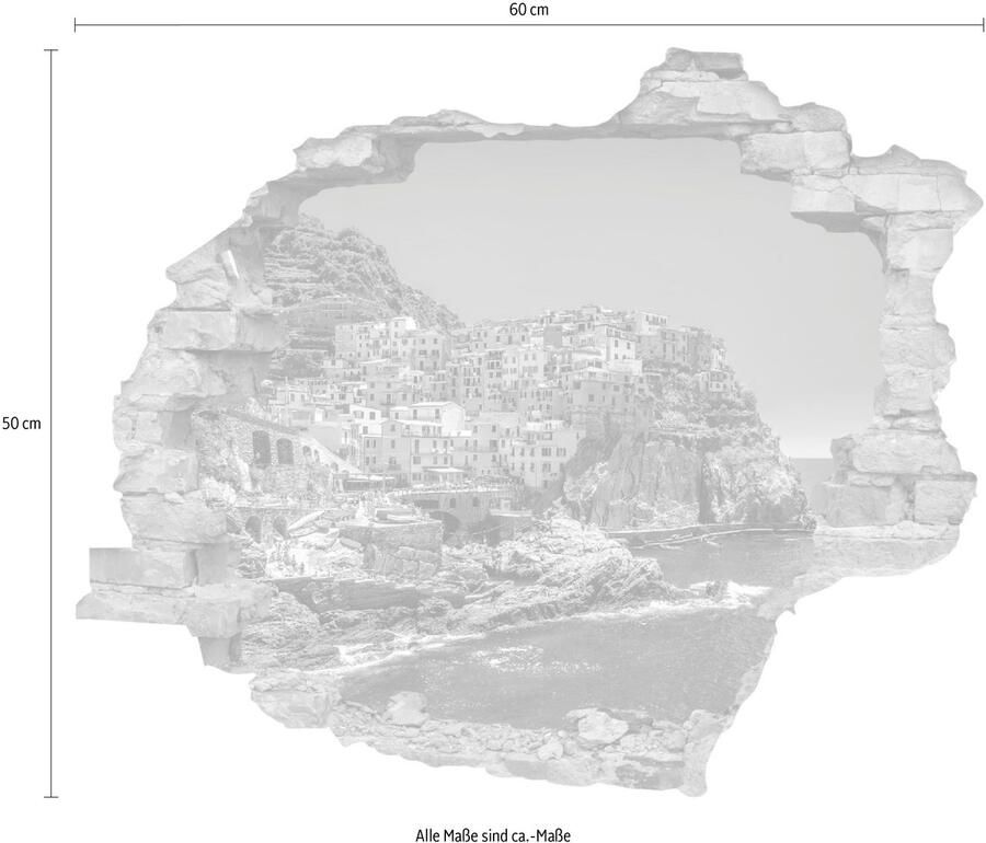 Queence Wandfolie Kustplaats Muursticker muurdecoratie zelfklevend 3D muurdurchbraak (1 stuk)