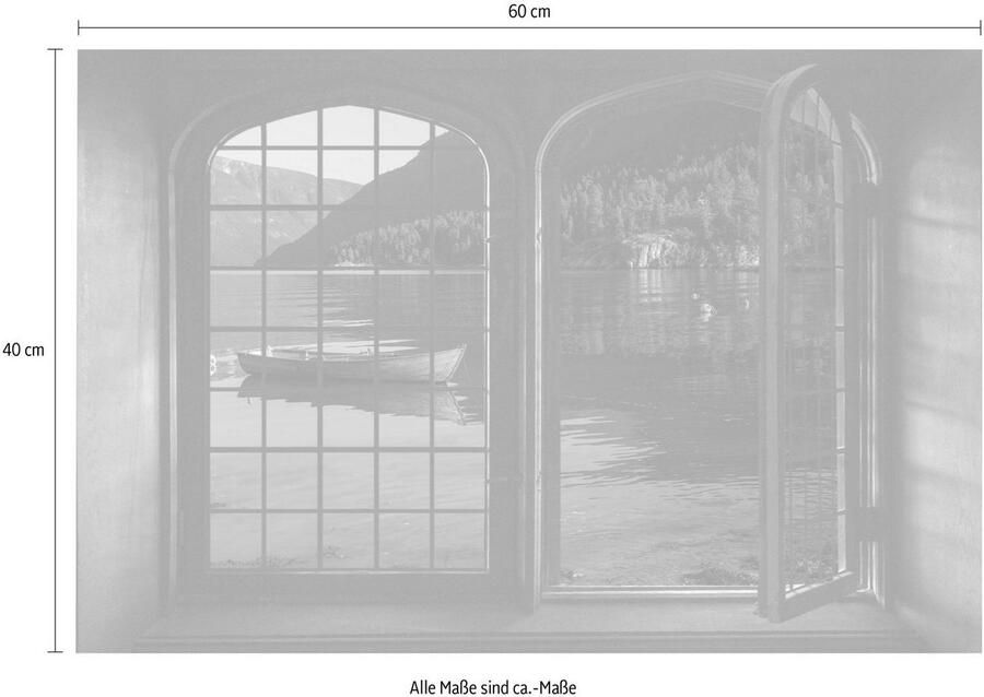 Queence Wandfolie Lago di Garda Muursticker muurdecoratie zelfklevend 3D raam