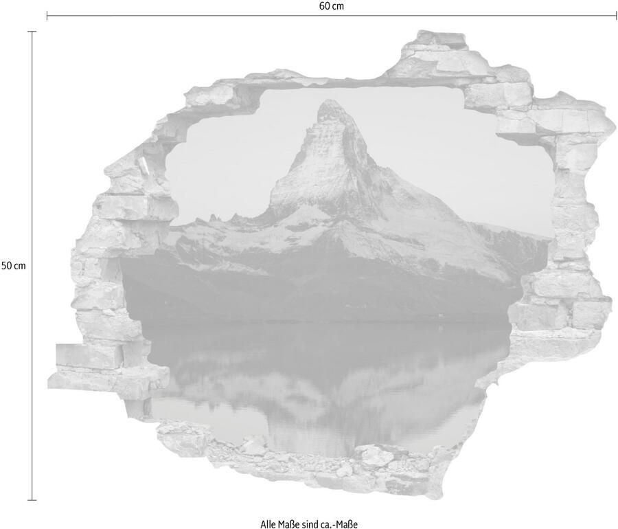 Queence Wandfolie Matterhorn Muursticker muurdecoratie zelfklevend 3D muurdurchbraak (1 stuk)