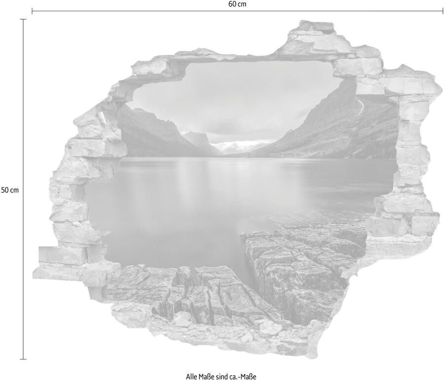 Queence Wandfolie Meer Muursticker muurdecoratie zelfklevend 3D muurdurchbraak (1 stuk)