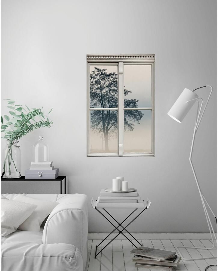 Queence Wandfolie Mist Muursticker muurdecoratie zelfklevend 3D raam