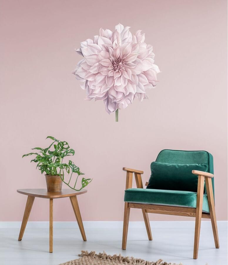 Queence Wandfolie Nele Muurdecoratie sticker roze bloem bloei zelfklevend pastelkleuren (1 stuk)