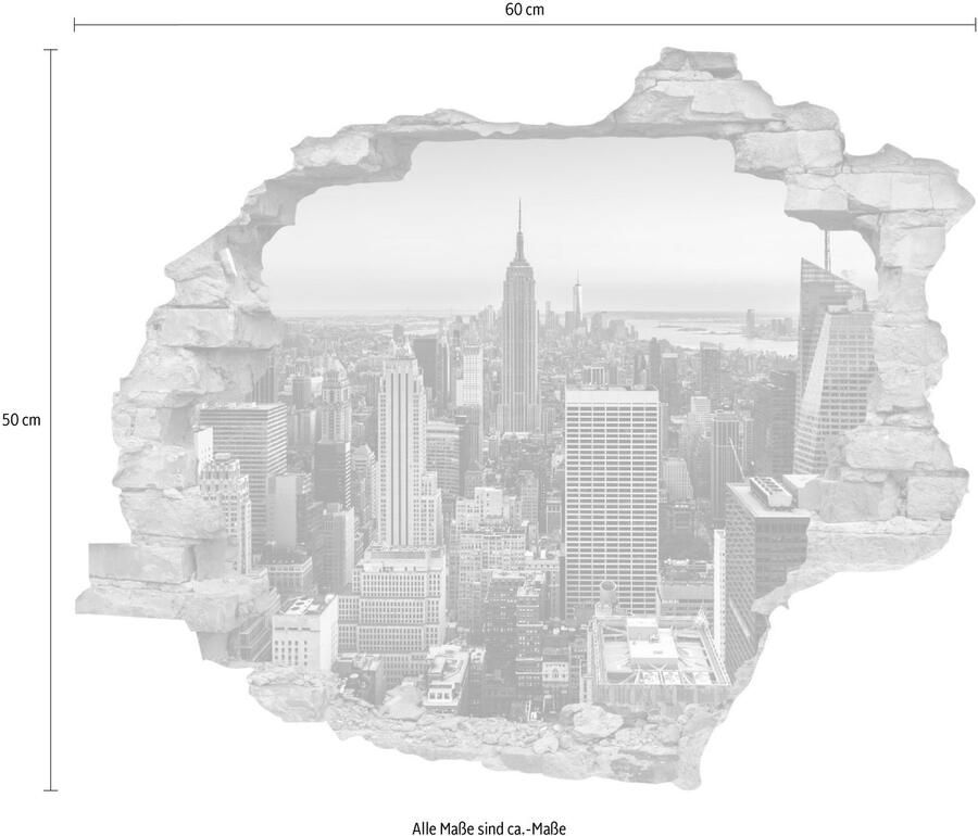 Queence Wandfolie New York Muursticker muurdecoratie zelfklevend 3D muurdurchbraak (1 stuk)