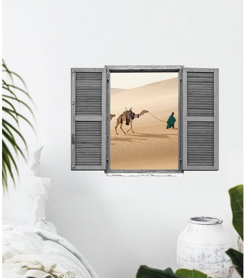 Queence Wandfolie Nomade Muursticker muurdecoratie zelfklevend 3D raam (1 stuk)