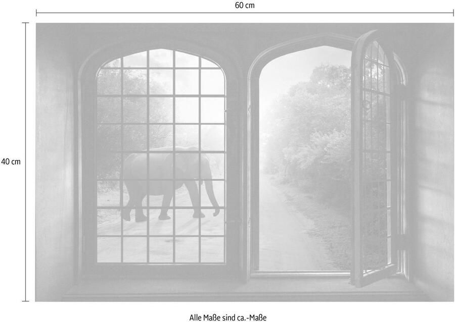 Queence Wandfolie Olifant Muursticker muurdecoratie zelfklevend 3D raam