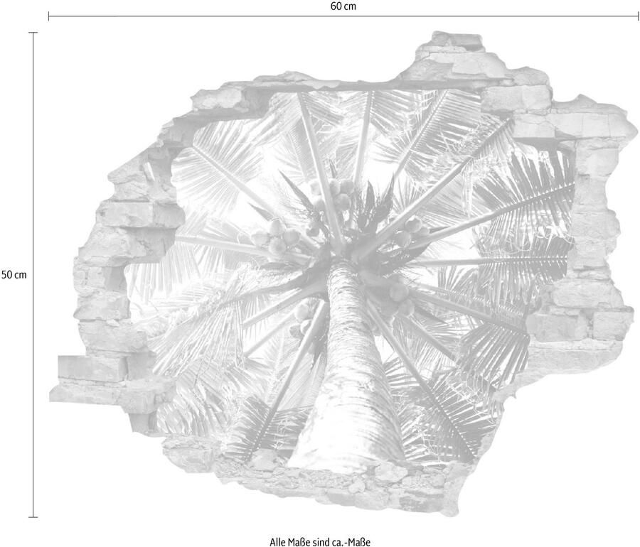 Queence Wandfolie Palm Muursticker muurdecoratie zelfklevend 3D muurdurchbraak (1 stuk)