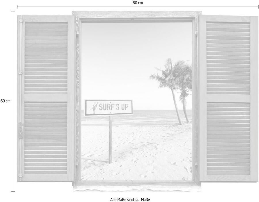 Queence Wandfolie Palmenstrand Muursticker muurdecoratie zelfklevend 3D raam (1 stuk)