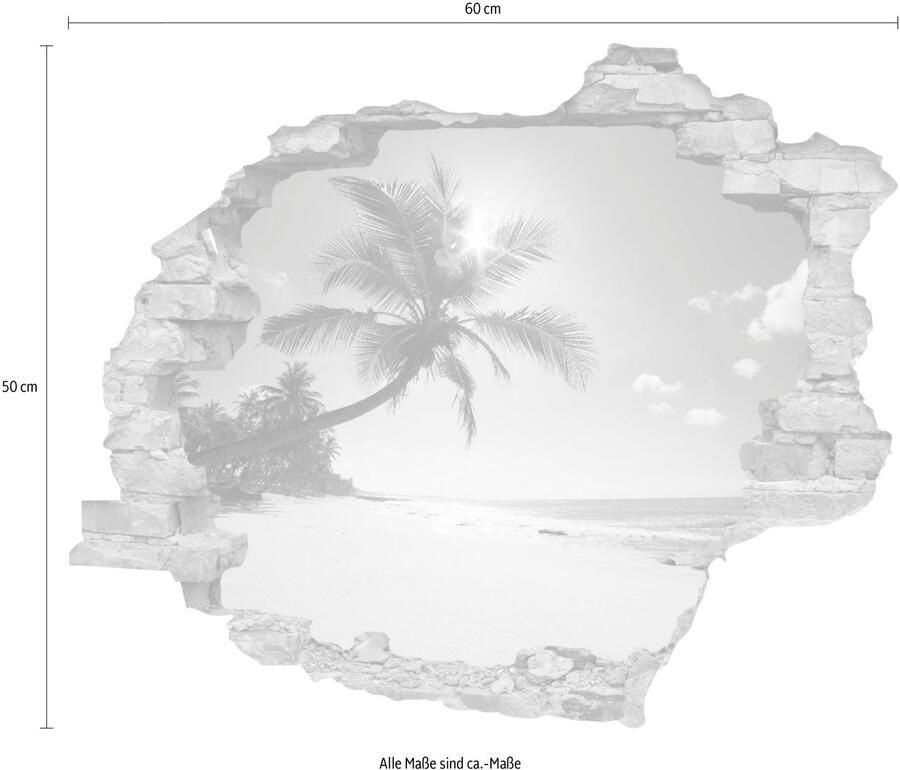 Queence Wandfolie Paradijs Muursticker muurdecoratie zelfklevend 3D muurdurchbraak (1 stuk)
