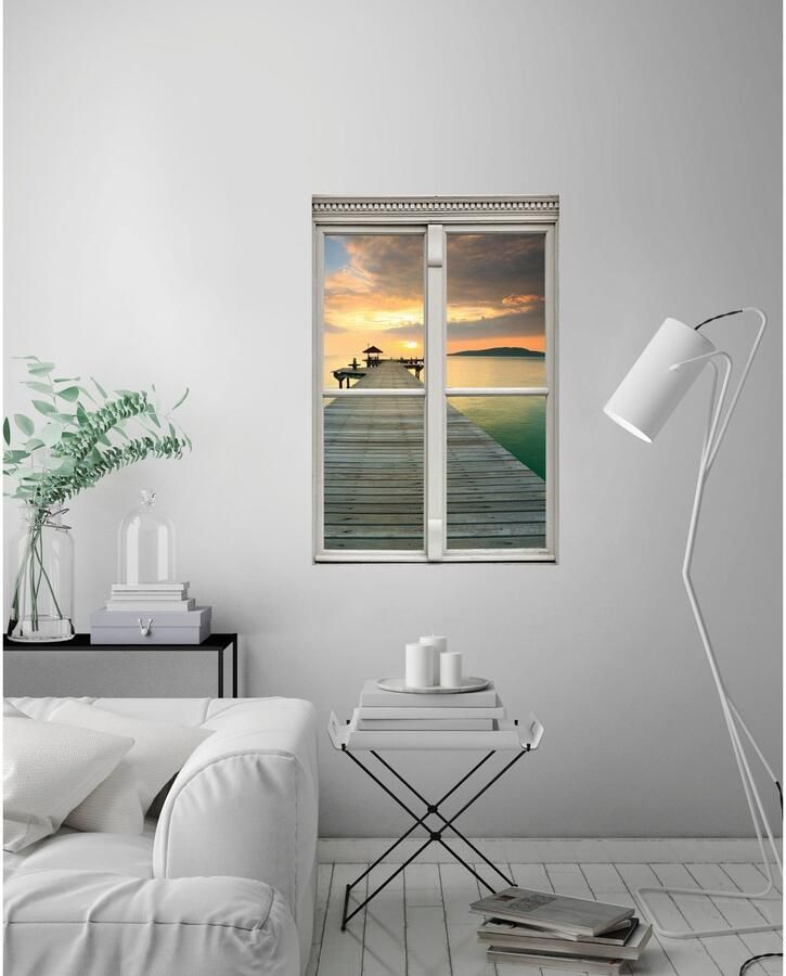 Queence Wandfolie Pier Muursticker muurdecoratie zelfklevend 3D raam