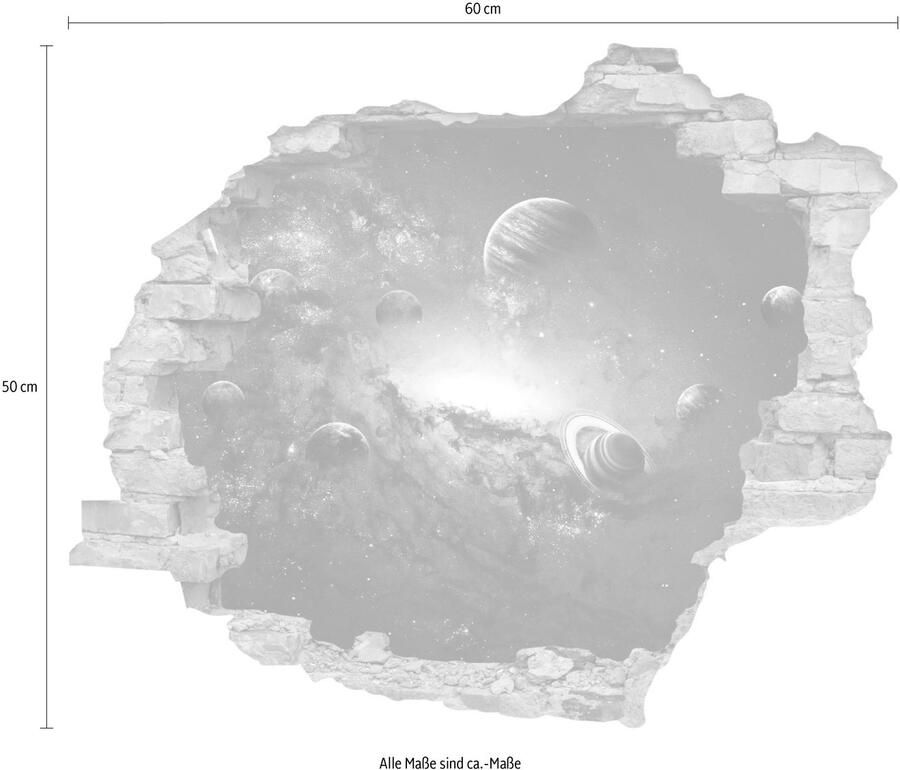 Queence Wandfolie Planeten Muursticker muurdecoratie zelfklevend 3D muurdurchbraak (1 stuk)