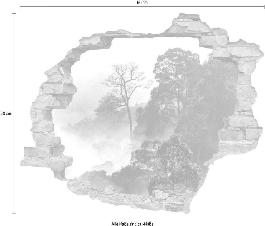 Queence Wandfolie Regenwoud Muursticker muurdecoratie zelfklevend 3D muurdurchbraak (1 stuk)