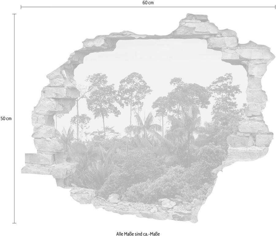 Queence Wandfolie Regenwoud Muursticker muurdecoratie zelfklevend 3D muurdurchbraak (1 stuk)