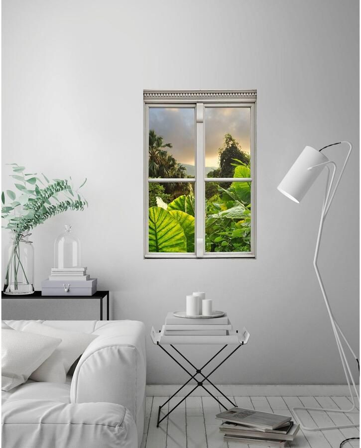 Queence Wandfolie Regenwoud Muursticker muurdecoratie zelfklevend 3D raam