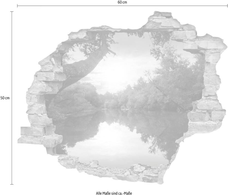 Queence Wandfolie Rivier Muursticker muurdecoratie zelfklevend 3D muurdurchbraak (1 stuk)