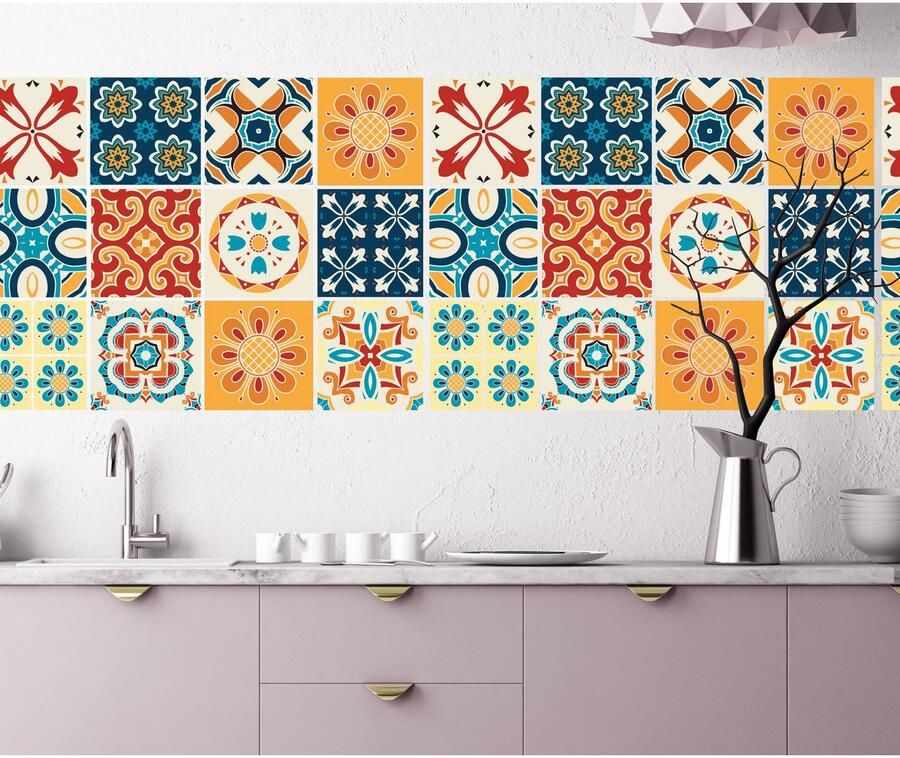 Queence Wandfolie SHILA Sticker tegels sticker ornamenten (12-delig)