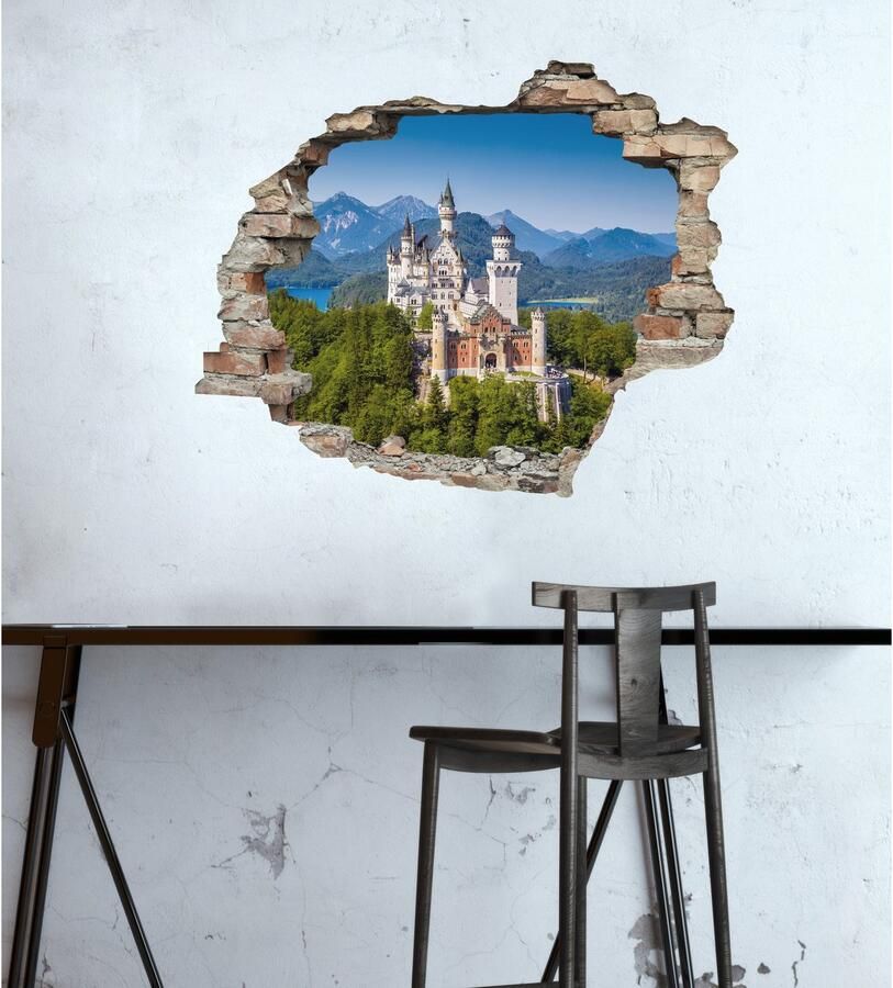 Queence Wandfolie Slot Muursticker muurdecoratie zelfklevend 3D muurdurchbraak (1 stuk)