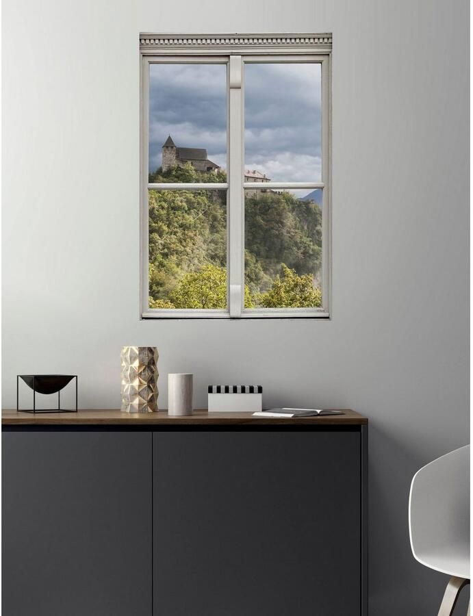 Queence Wandfolie Slot Muursticker muurdecoratie zelfklevend 3D raam