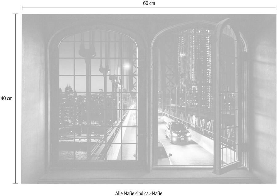 Queence Wandfolie Stad 's nachts Muursticker muurdecoratie zelfklevend 3D raam