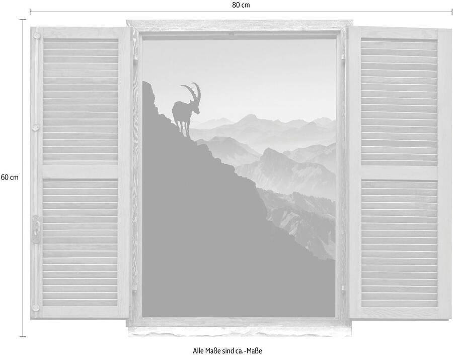 Queence Wandfolie Steenbok Muursticker muurdecoratie zelfklevend 3D raam (1 stuk)